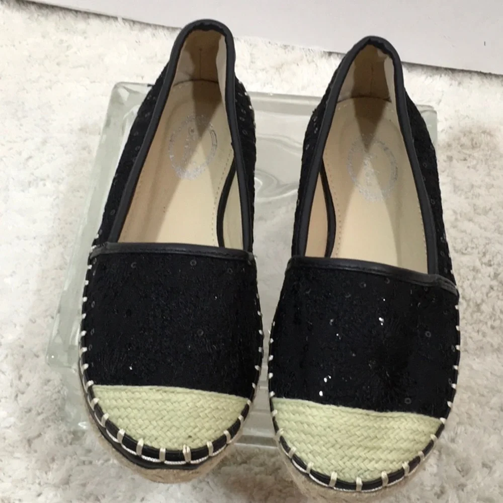 Italina black sequin espadrilles